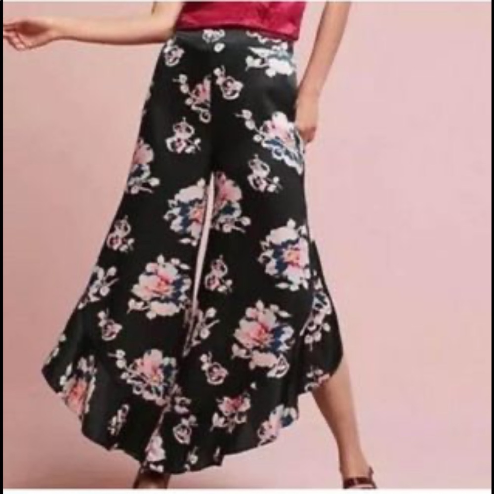 Elevenses black satin wide leg pants